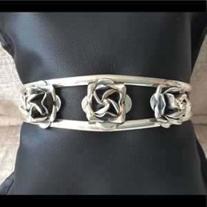 Vintage sterling silver Mexican cuff bracelet